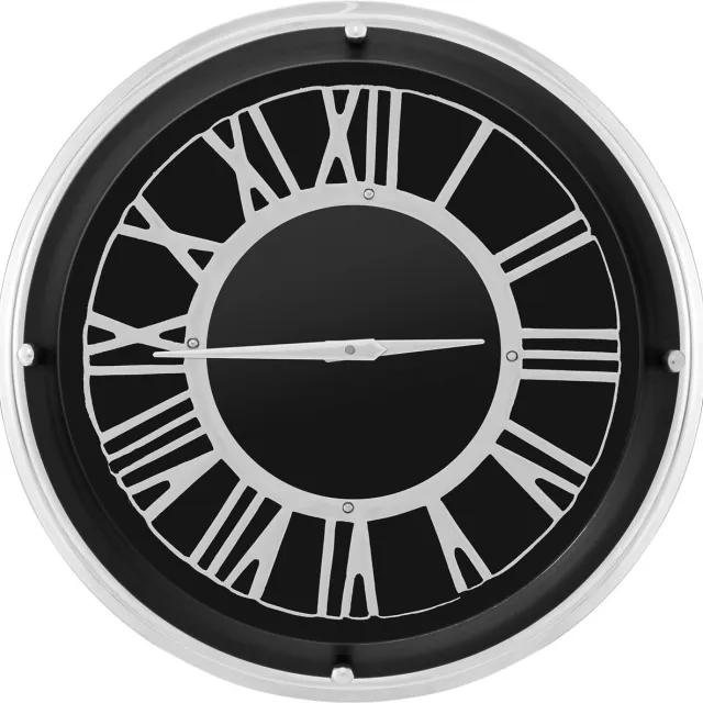Costway Wandklok zonder tikkende geluiden, grote radioklok, modern, voor woonkamer, kantoor, slaapkamer (45 x 45 x 14 cm) zilver