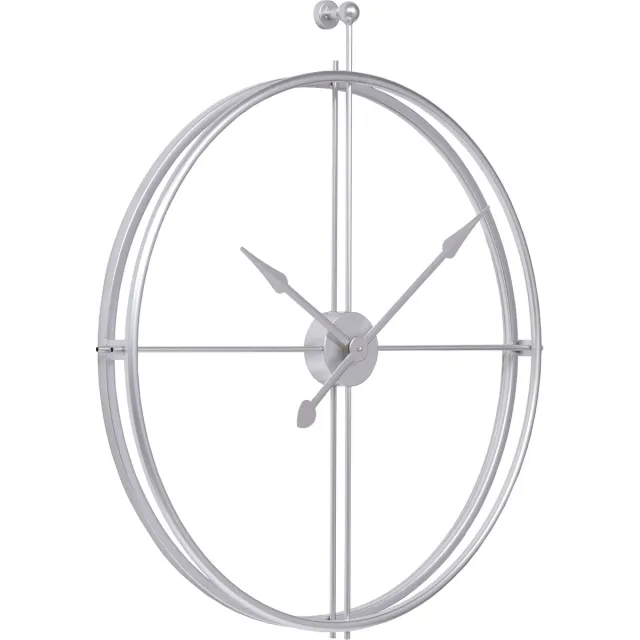 LW collection XL Wandklok zilver 80cm - Grote wandklok zilverkleurig - minimalistische Industriële klok metaal - wandklok industrieel