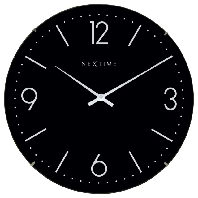 Nextime Wandklok - 35 cm - koepelglas - 'Basic Dome' Zwart
