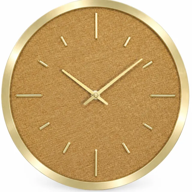 SWGOTA Ronde wandklok 12 inch - goud en lichte houtkleur - metalen kast - analoge tijdweergave - 1 stuk