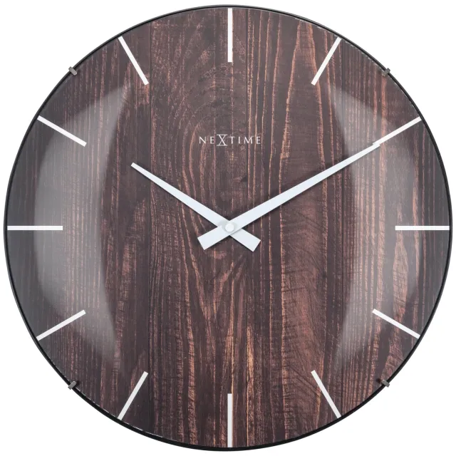 Nextime Wandklok - 35 cm - Koepelglas - 'Edge Wood Dome' Bruin