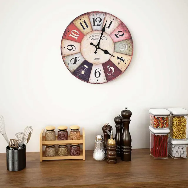 vidaXL Wandklok vintage stijl 30 cm meerkleurig, foto 2