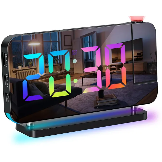 QTTVBTNA Digitale Wekker Met Projectie - Wekkerradio - Projectiewekker - Digitale Wekker - Kinderwekker - Projectieklok - Snooze Functie - USB oplaadpoort - Automatische Helderheidscontrole - Zwart