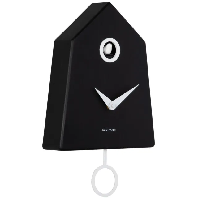 Karlsson Wandklok Grafico Cuckoo - Zwart - 7.4x21.5x35.5cm - Wandklok Modern