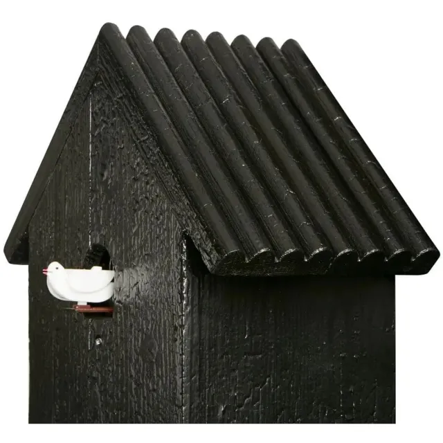 Diamantini Domeniconi Martin cuckoo clock Dia 383 - koekkoeksklok zwart / verbrand hout / met lichtsensor en echte koekkoeks uurwerk / optionele slinger / met 3 geluidsniveau's / Italiaans Design wandklok