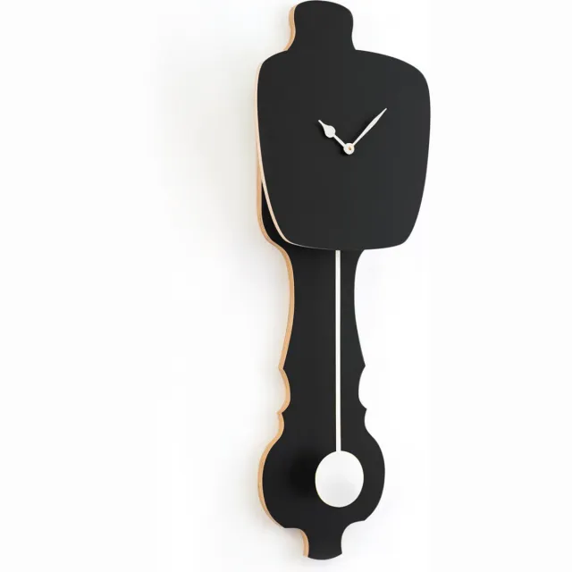Kloq Wandklok met Pendule - Batterijen Inbegrepen - Wanddecoratie - Quartz Beweging - Niet-Tikkend Batterij Aangedreven - Satijn Zwart & Gebroken Wit - Groot Zwart en Wit