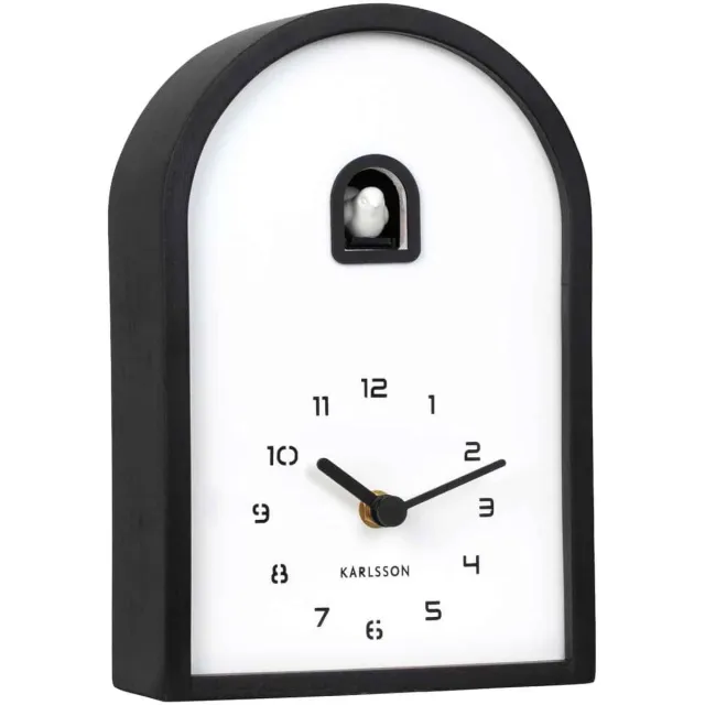 Karlsson Wandklok Curva Cuckoo - Zwart hout - Ø10cm - Wandklok Modern