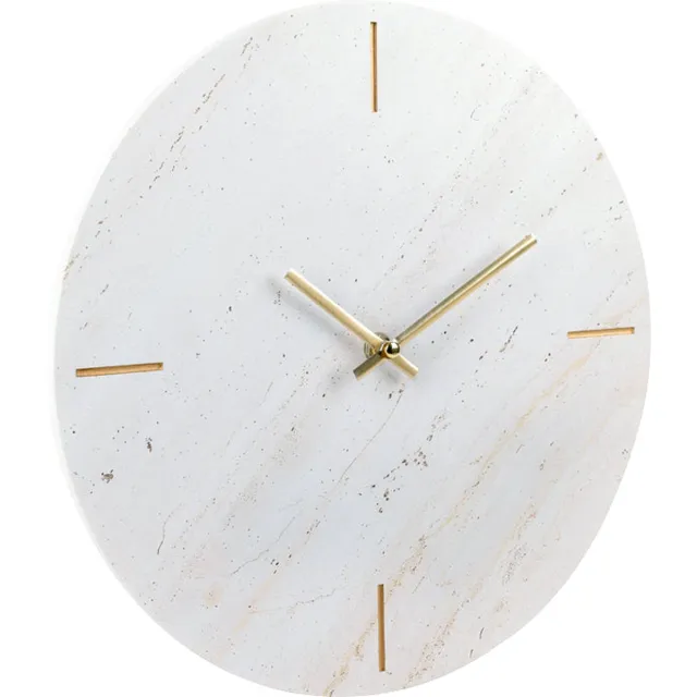 SensaHome Wandklok Nairobi - Luxe Japandi Klok Rond - Moderne Marmerlook Stijl - Ø30cm - Wit