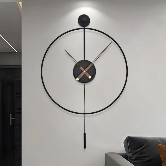 Unyqoos Stijlvolle en Geruisloze Pendelwandklok met Modern Minimalistisch Design, zwart, 60 cm