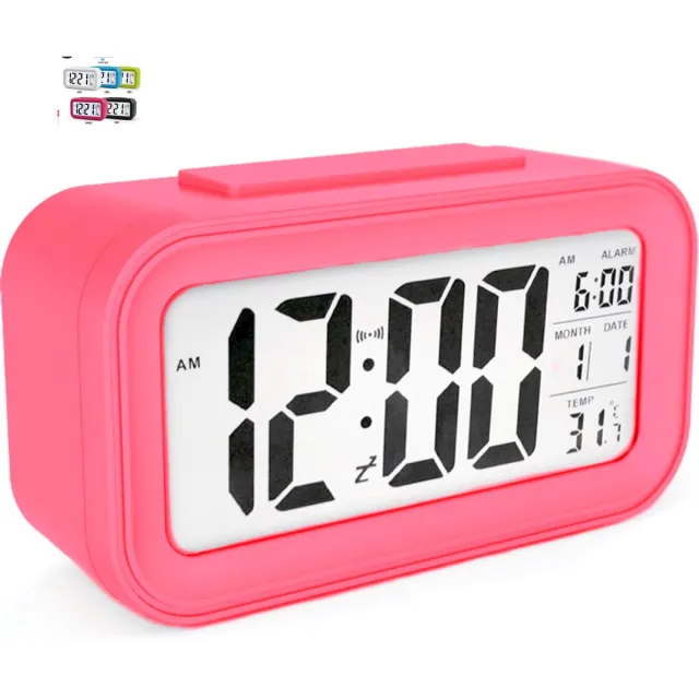 E-nest Digitale wekker – Alarmklok – Inclusief temperatuurmeter – Met snooze en verlichtingsfunctie – Rose rood