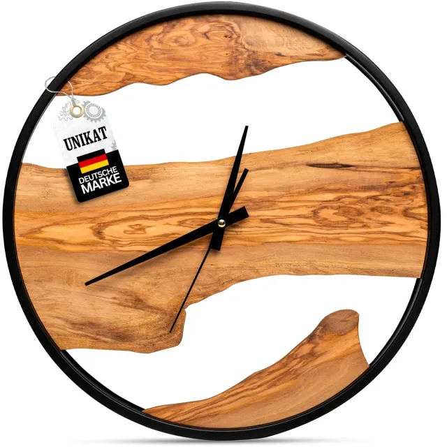 Eklavia Wandklok zonder tikkende geluiden Olijfhout Handgemaakt Modern Groot Decoratief Klok Keukenklok Woonkamer Kantoor Ik Kies een Klok