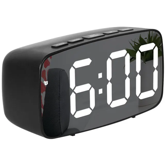 SNQ Klok – Wekker – Digitaal Wekkerklokje met Spiegelfunctie – LED Display – Geluidsgestuurd – 12/24 Uurs Weergave – Temperatuurdisplay – Voor Slaapkamer en Bureau Zwart