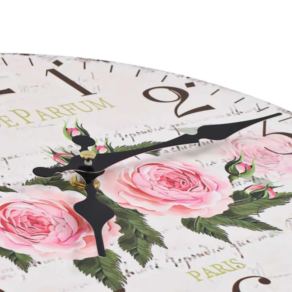 vidaXL Wandklok vintage stijl 30 cm bloemen meerkleurig, foto 4