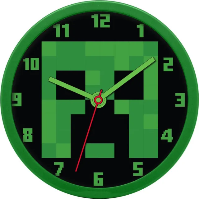 Minecraft Wandklok - 24 cm - Groen - Klok voor kinderen