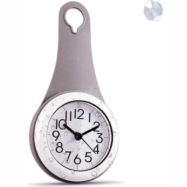 Missan Online Douche klok - Badkamerklokje - Badkamer Klok Waterdicht - Douche klok - Badkamer klok - Keuken klok Grijs - 2