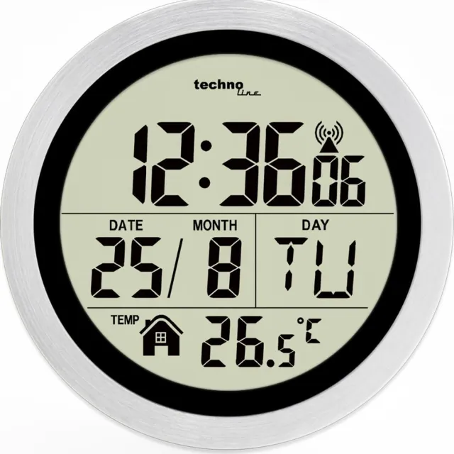 Technoline Radio gestuurde badkamerklok - Wandklok met zuignappen - Thermometer - Datum - Technoline Zilver