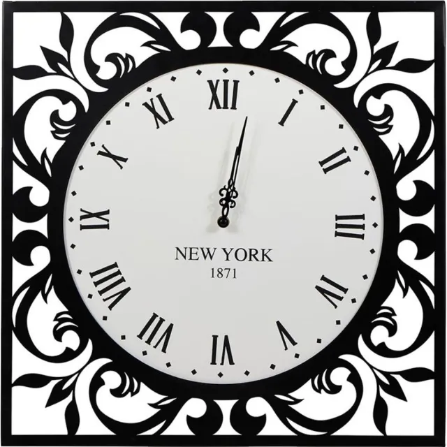 OSTARIA Wandklok/muur klok Elisabeth - New York 1871 - D50 cm - MDF/metaal - zwart - woonkamer/keuken