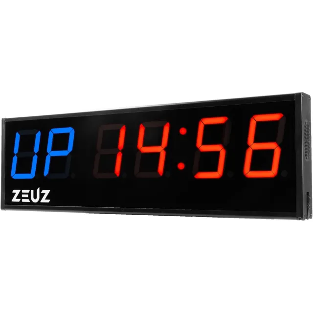 ZEUZ XL Grote Interval Timer voor CrossFit, Fitness & Sport – Stopwatch, Countdown & Aftelklok - Tabata & HIIT Digitale GYM Klok – 64 x 5 x 20 CM Zwart