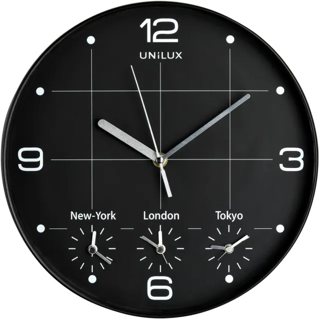 Unilux On Time klok - metallic grijs/wit Zwart/Wit