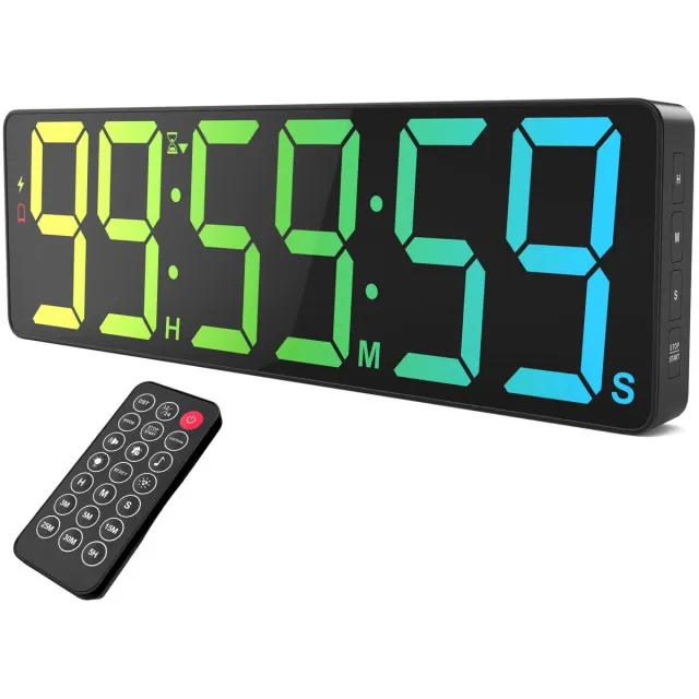 G&G timer klok - Afteltimer - Digitale klok - Digitaal - Crossfit - Gym - Stopwatch - Op- en aftellen - Afstandsbediening - Zwart