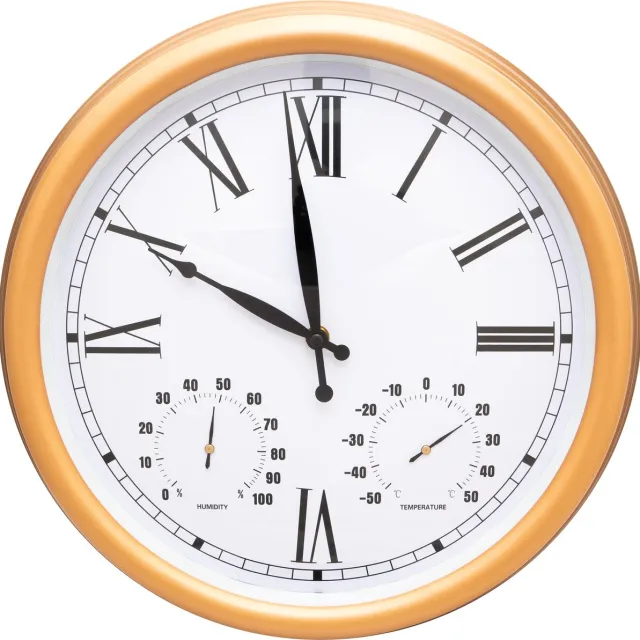 St. Helens Home & Garden Vintage Design Wandklok – Koper - Met Thermometer & Hygrometer – 38 cm – Waterbestendig