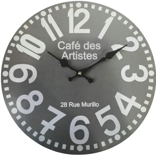 Rebecca Mobili Wandklok, Grijs, MDF, Rond, Modern Design, Voor Keuken of Woonkamer - Afmetingen: 33,8 x 33,8 x 4 cm (HxLxB) - Art. RE6572
