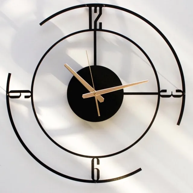 WallArtStore Wandklok Metaal-70cm-Wandklok Industrieel-Wanklok Modern-Wandklok met stil uurwerk-Staal-Gepoedercoat zwart