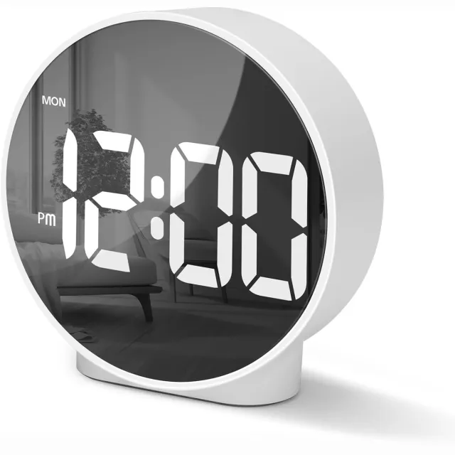 carmdering Digitale Wekker - Moderne Tischuhr- Twee alarmen - Wit - Dimbaar - USB & AAA batterij - Voor volwassenen & kinderen - klok voor thuis in de slaapkamer en op vakantie - reiswekker & kinderwekker - alarmklok