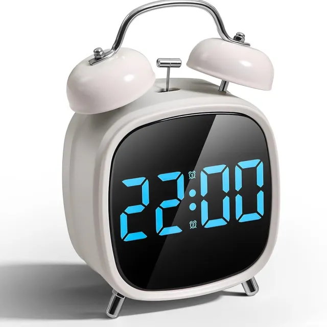 PZCC Digitale wekker - wekkers digitaal - wandklok - klok - wekkerradio - met LED-verlichting en luid alarmgeluid, multifunctionele klok voor slaapkamer, kantoor, keuken, badkamer en klaslokalen, afmetingen 12 × 18 × 8 cm - wit