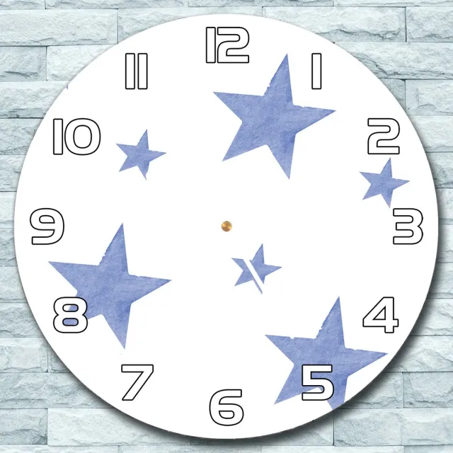 Coloray Wandklok - Sterren Klok Glas - 30fi cm - Lichtblauw Wandklok - Wandklok Ronde - Wandklok Klassiek - Wandklokken Woonkamer - Stille Wandklok Lichtblauw - Sterren - Witte Handen