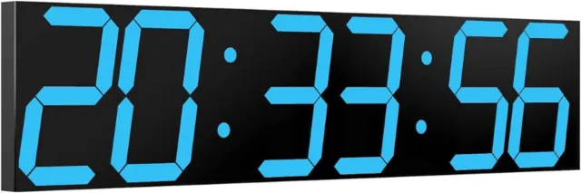 BOG Digitale Wandklok - Extra Grote LED Digitale Klok - Automatische Helderheidsregelaar - Countdown Timer - Afstandsbediening - 68,5 cm Brede LED Display - 6 Cijfers - Wandmontage - Datum En Temperatuur ZWART