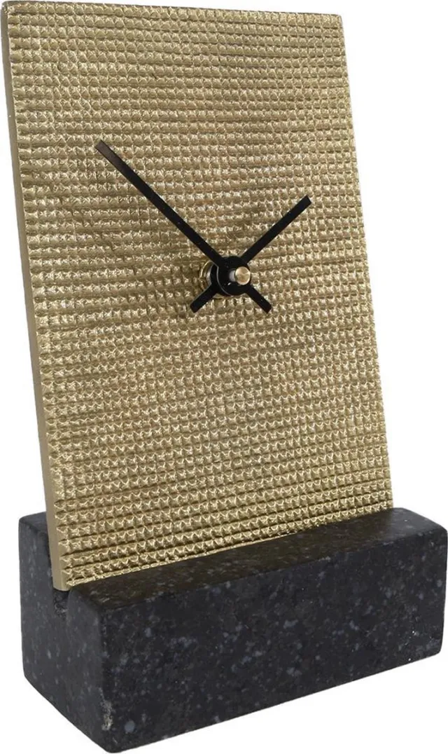 Gifts Amsterdam Tafelklok - Klok - Pepijn - Metaal - Marmer - 15x5x27cm Goud