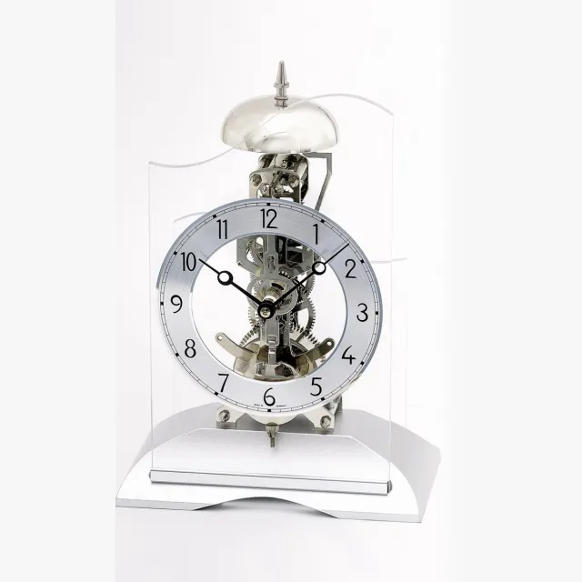 AMS T1186 - Slinger Tafelklok - Analoog - Overig - Handmatig - Mineraal Glas - Hout - Aluminium - Cijfers - Zilverkleurig