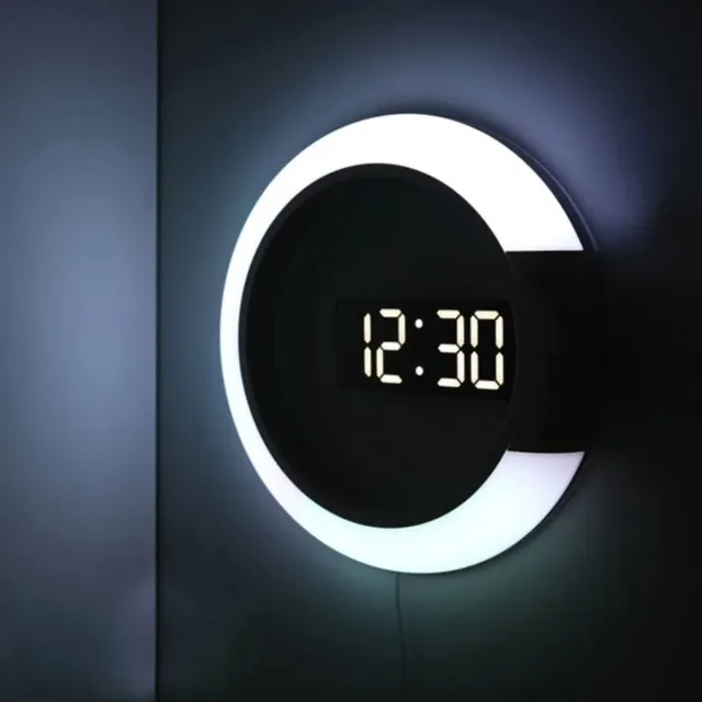 Je Huis Klok - 3d Led Lamp - Led Lampen - Klok Digitaal - Wekkers Digitaal - Temperatuurmeter Binnen - Decoratie Woonkamer Wit