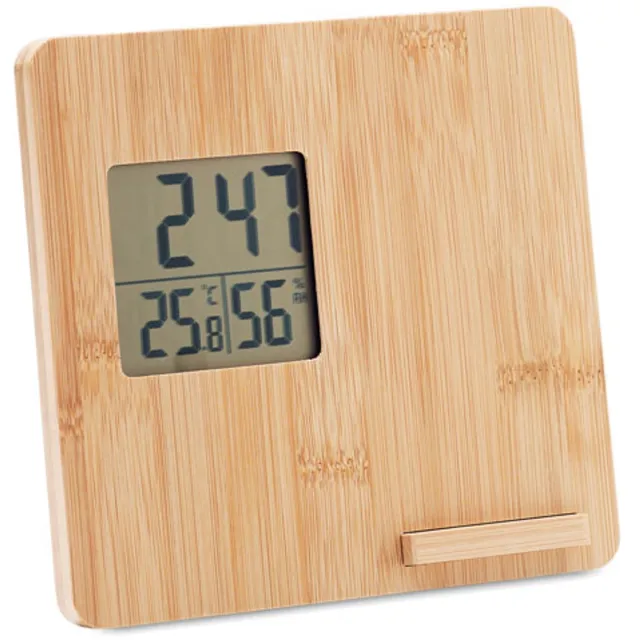 Midocean Digitale Bureauklok van Bamboe Hout -15W Draadloze Oplaadstation