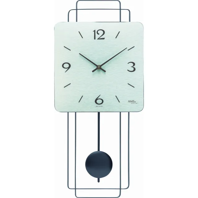 AMS W7500 - Wandklok - Analoog - Mechanish - Overig - Quartz Slingeruurwerk - Metaal - Aluminium - Hout - Wit - Blauw