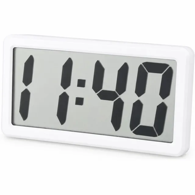 SWGOTA Digitale tafelklok - LCD-tijdweergave - Stil - Batterijvoeding - Witte kunststof behuizing, 11 mm dik