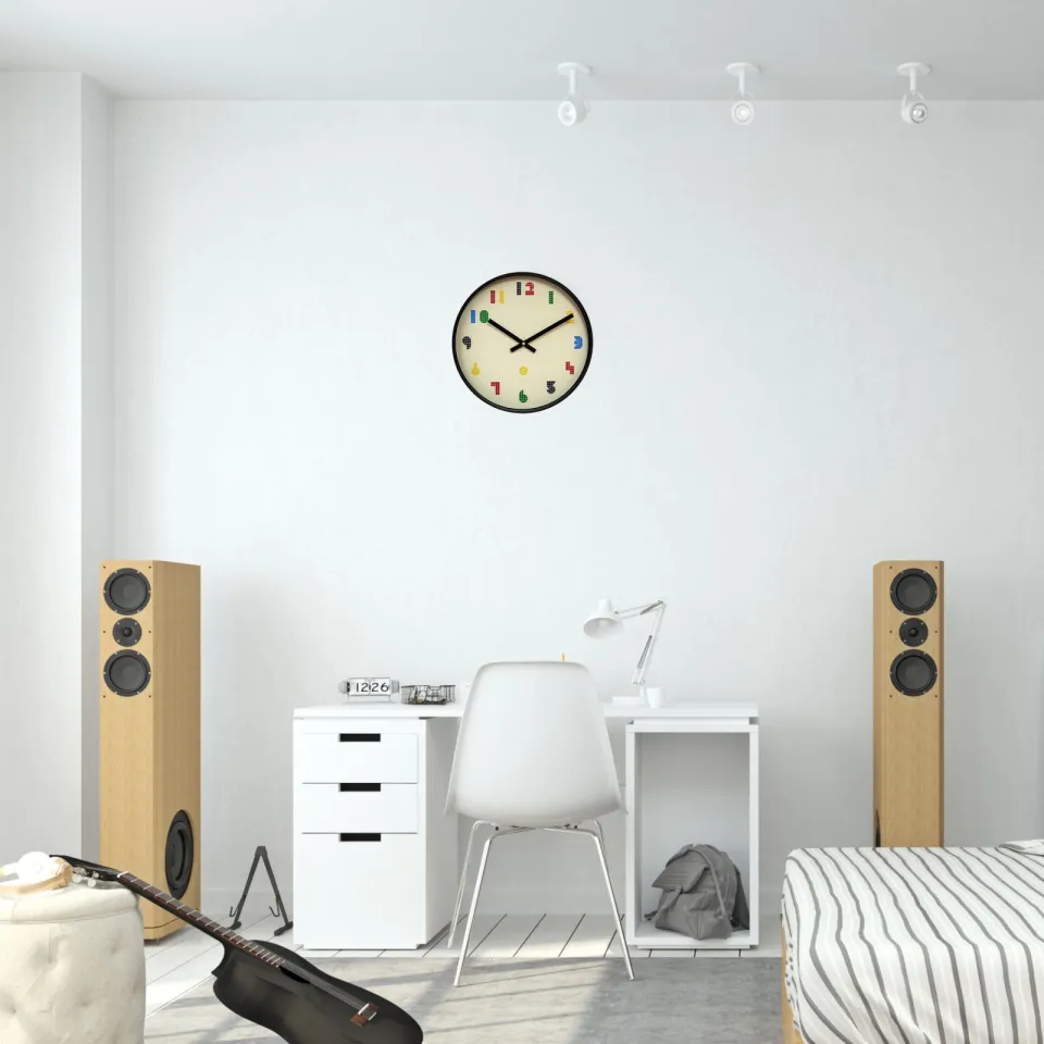 Nextime Wandklok 35 cm - Stil - Zwart/Multikleurig - ABS - nXt 'Bit', foto 3