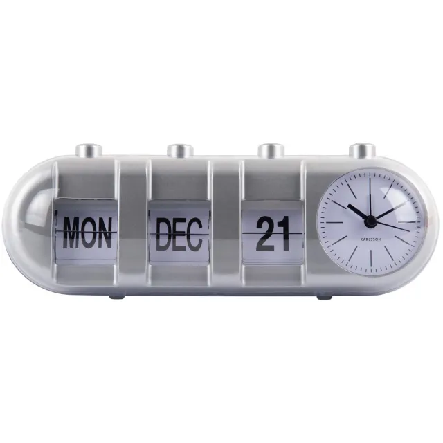 Karlsson Wekker Retro Tube - Zilver - 9x26x9.3cm - Scandinavisch - Wekker voor slaapkamer - Wekkers