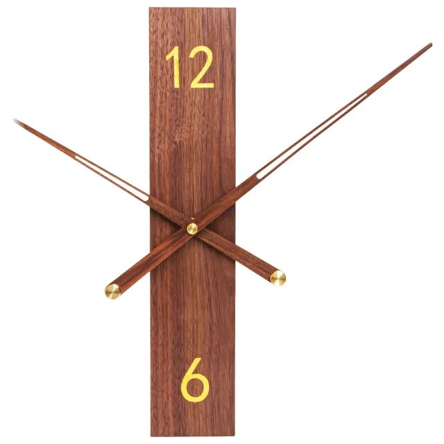 QUVIO Rechthoekige wandklok - 40cm - Hout - Donkerbruin