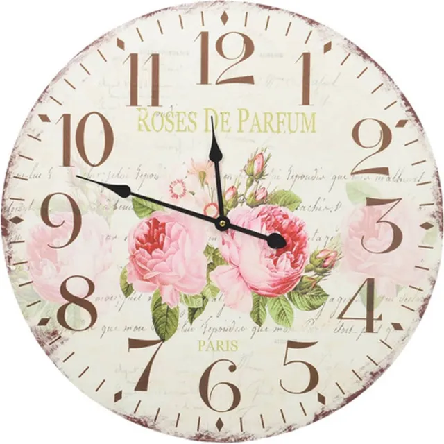vidaXL Wandklok - vintage - stijl - 60 - cm - bloemen Gebloemd