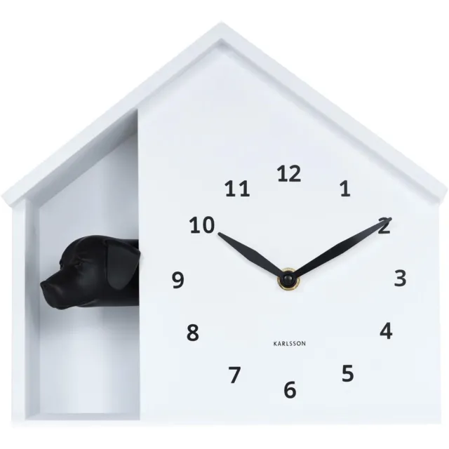 Karlsson Wandklok Peeking Doggy - Wit - 24.9x24.9x27cm - Wandklok Modern
