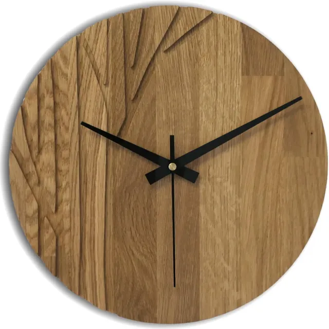 SENTOP Grote Wandklok Gemaakt van Echt Eikenhout, Moderne Houten Wandklok, Woondecoratie Gemaakt van Eikenhout - Natuurlijk Hout, 50 cm