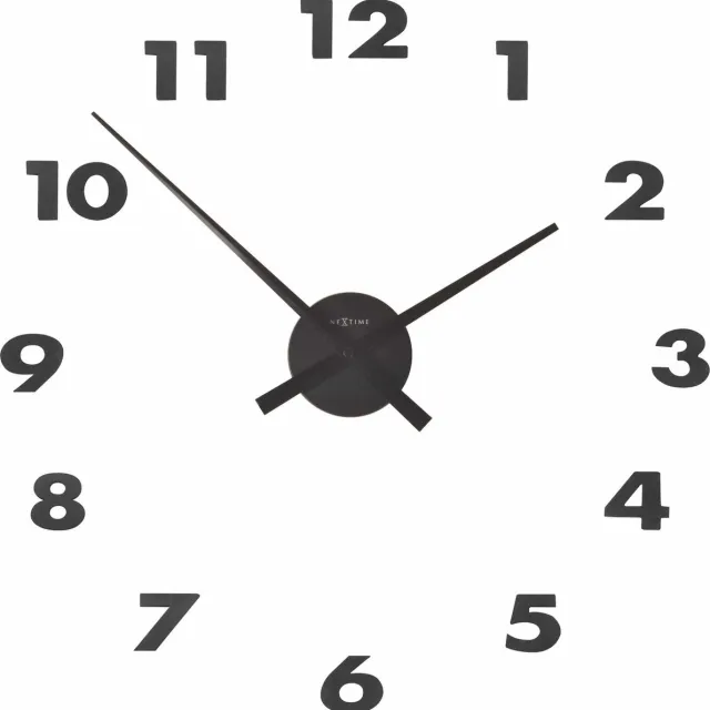 NeXtime Small Hands – Wandklok – 48 × 3 cm – Aluminium – Zwart