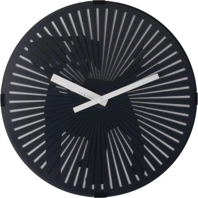 NeXtime Wandklok - 30cm - Plastic - Bewegend- Zwart - 'Dog' Hond