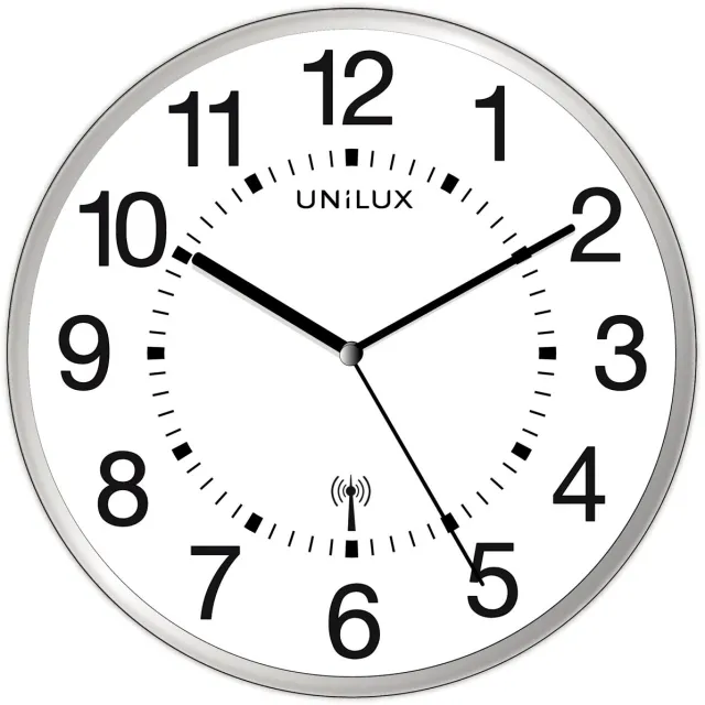 Unilux Wave radiogestuurde wandklok grijs-wit