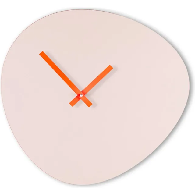 Kloq Wandklok 'Pebble' Zand Grijs & Neon Oranje wijzers Zand Grijs en Oranje