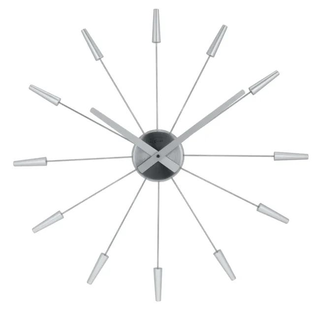 Nextime Stille wandklok - vintage - 58 cm - roestvrij staal - 'Plug Inn' Grijs