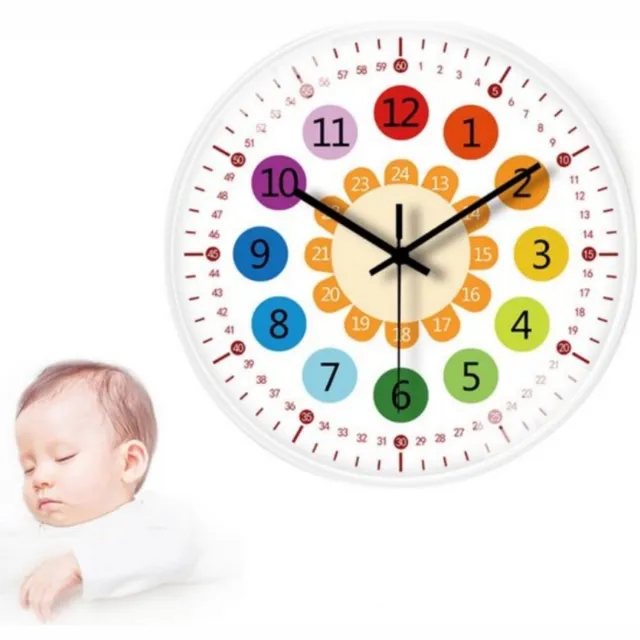 Flintry Educatieve Kinderklok voor Tijdleren, Stille Wandklok met Dubbele Wijzerplaat, Batterijgevoede Kleuterklok van 12 Inch, Kleurrijke Educatieve Klok voor Kinderkamer, Perfect speciaal voor Kinderen wit