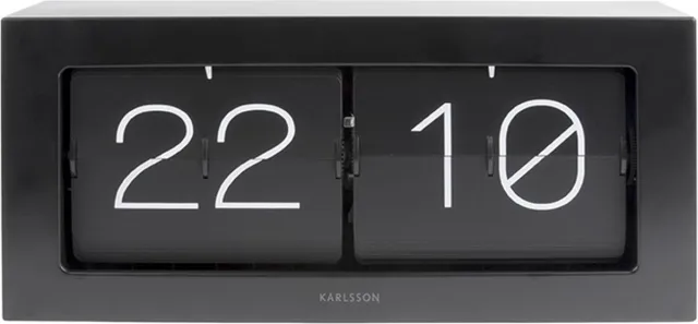Karlsson Wand- / Tafelklok Boxed - Flip XL - Mat Zwart - 37x17,5x9cm - Scandinavisch